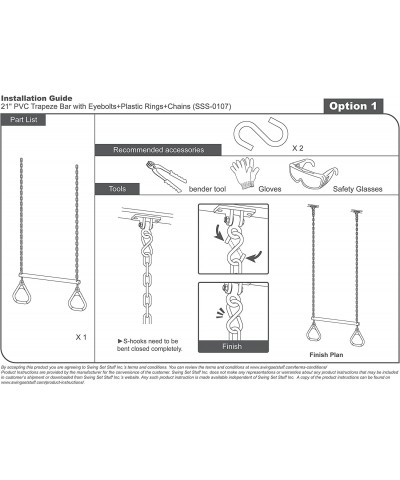 Swing Set Stuff Trapeze Bar with Rings and Uncoated Chain Playground Equipment Yellow $83.66 Play Sets & Playground Equipment