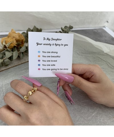 To My Daughter Fidget Anxiety Ring for Women Teens Cubic Zirconia Bead Stress Relieveing Rings Anti Anxiety Ring Jewelry for ...