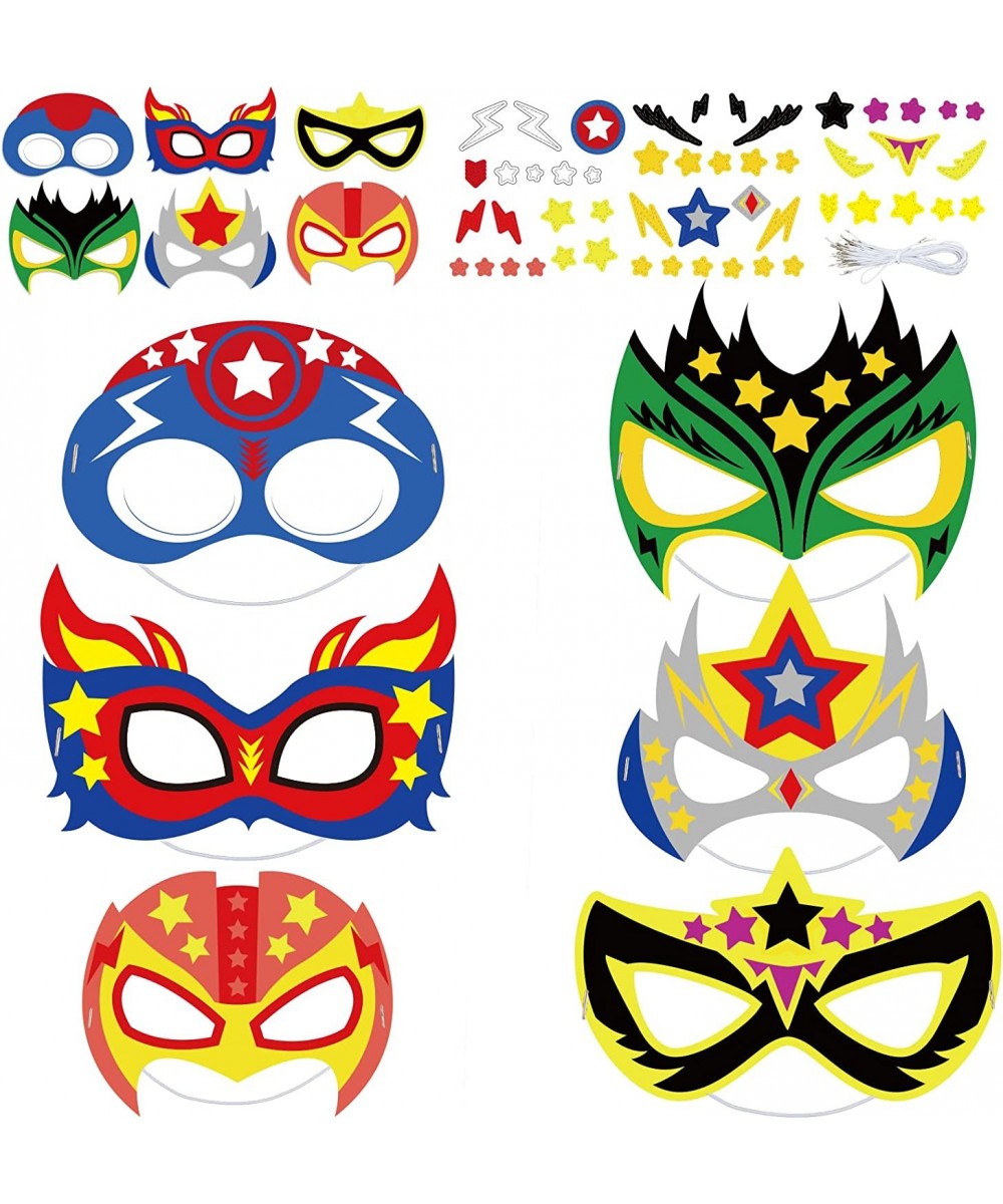 24 Packs Mask Your Own Super Theme Hero Masks Hero Craft Kit for Kids DIY Paper Masks Art Craft for Kindergarten Preschool Bo...