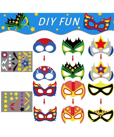 24 Packs Mask Your Own Super Theme Hero Masks Hero Craft Kit for Kids DIY Paper Masks Art Craft for Kindergarten Preschool Bo...