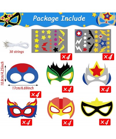 24 Packs Mask Your Own Super Theme Hero Masks Hero Craft Kit for Kids DIY Paper Masks Art Craft for Kindergarten Preschool Bo...