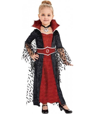 Girl's Vampire Costume Dark Vampire Spider Web Long Dress for Girl's Halloween $40.86 Kids' Costumes