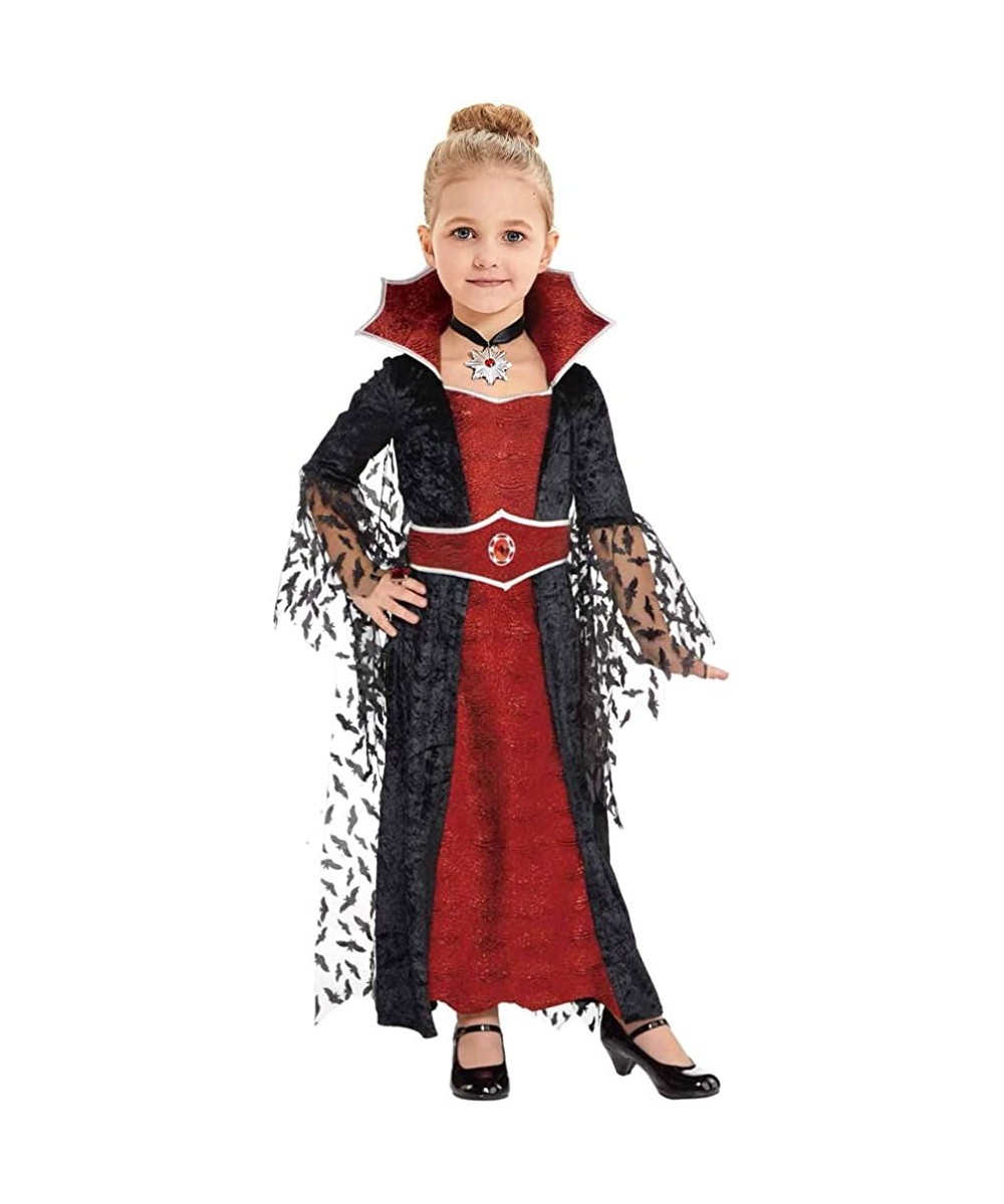 Girl's Vampire Costume Dark Vampire Spider Web Long Dress for Girl's Halloween $40.86 Kids' Costumes