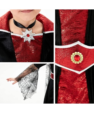 Girl's Vampire Costume Dark Vampire Spider Web Long Dress for Girl's Halloween $40.86 Kids' Costumes