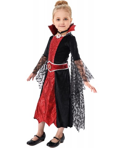 Girl's Vampire Costume Dark Vampire Spider Web Long Dress for Girl's Halloween $40.86 Kids' Costumes