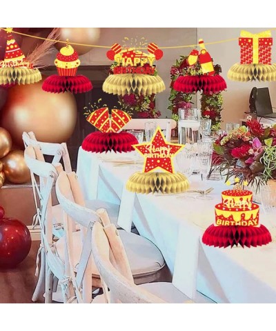 Red Gold Birthday Party Decoration Red Gold Birthday Centerpieces Honeycomb Ball Party Table Decoration Cheers to 18th 20th 3...