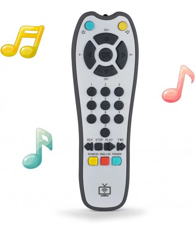 Kids Musical TV Remote Control Toy with Soft Light and Sound Early Education Learning Remote Toy with English French Spanish ...