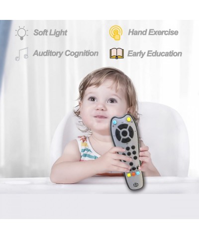 Kids Musical TV Remote Control Toy with Soft Light and Sound Early Education Learning Remote Toy with English French Spanish ...