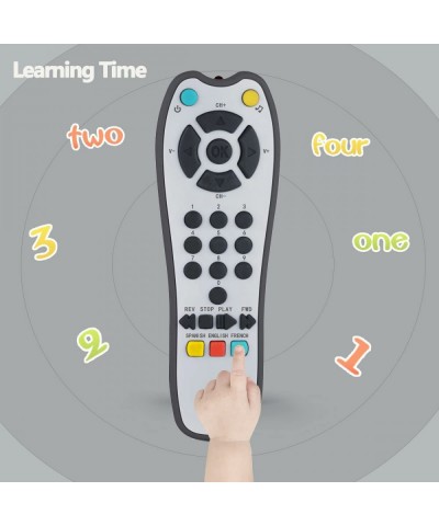 Kids Musical TV Remote Control Toy with Soft Light and Sound Early Education Learning Remote Toy with English French Spanish ...