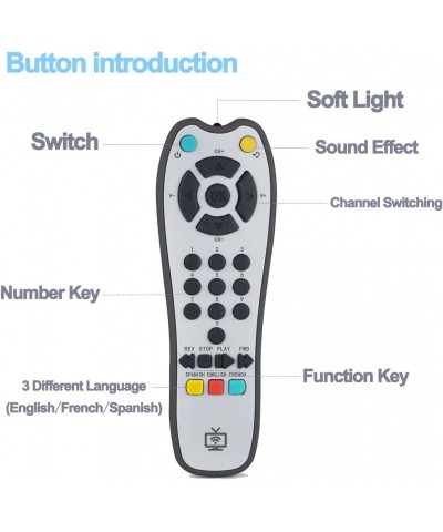 Kids Musical TV Remote Control Toy with Soft Light and Sound Early Education Learning Remote Toy with English French Spanish ...