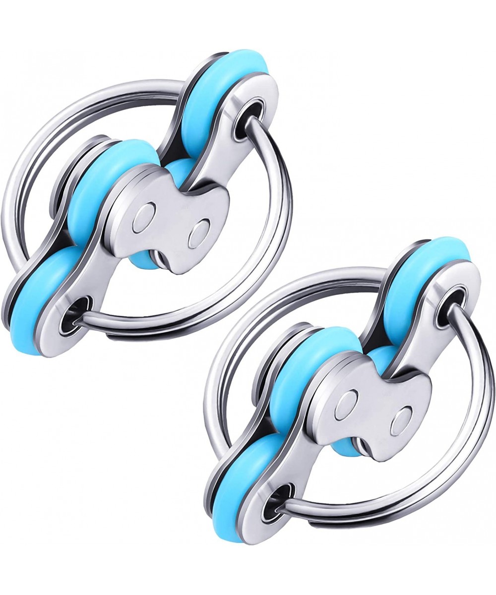 2 Pieces Flippy Chain Fidget Toys Stress Relief Finger Rings Toys Stainless Steel Anxiety Relief Bike Chain Toys for Teens an...