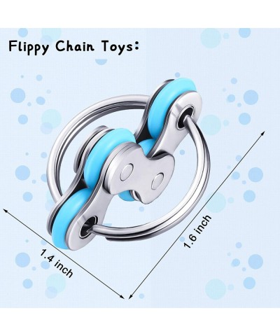 2 Pieces Flippy Chain Fidget Toys Stress Relief Finger Rings Toys Stainless Steel Anxiety Relief Bike Chain Toys for Teens an...