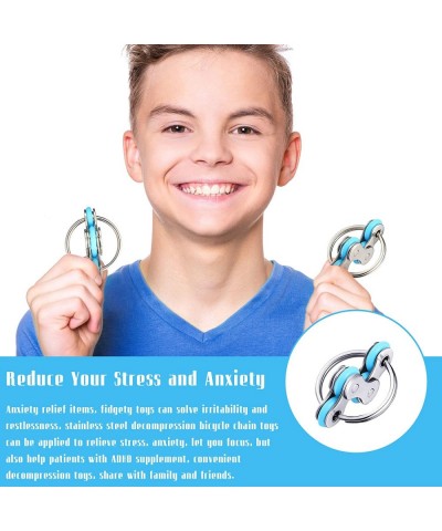 2 Pieces Flippy Chain Fidget Toys Stress Relief Finger Rings Toys Stainless Steel Anxiety Relief Bike Chain Toys for Teens an...