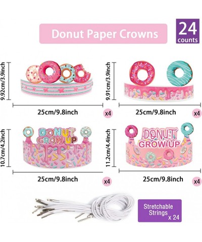 24 Pcs Donut Party Favor Hats Donut Paper Party Crown Headbands for Girls Donut Theme Decorations Favor Supplies 6 styles $17...