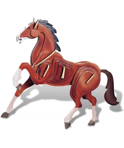 3D Puzzle Colorful Horse Wood Craft Construction Kit Fun Unique and Educational DIY Wooden Animal Toy Assemble Model Pre-Colo...