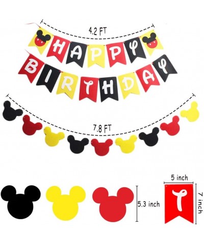 Mickey Birthday Party Decorations Happy Birthday Banner Pom Poms Flower Kits Black Red Yellow Balloons Garland for Mouse Them...