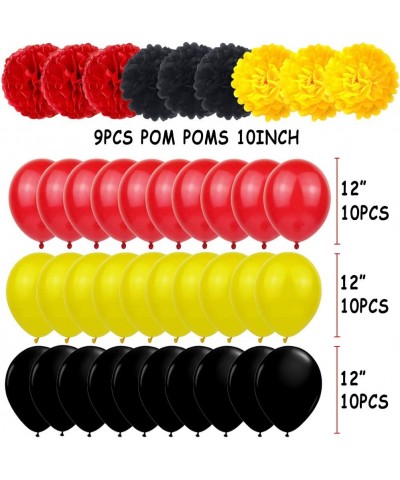 Mickey Birthday Party Decorations Happy Birthday Banner Pom Poms Flower Kits Black Red Yellow Balloons Garland for Mouse Them...