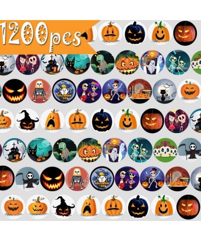 1200 Pieces Halloween Roll Stickers Party Pack 3 Rolls 1-3/5 Inch Pumpkin Bat Ghost Skull Specter Spider Web Stickers for Hal...