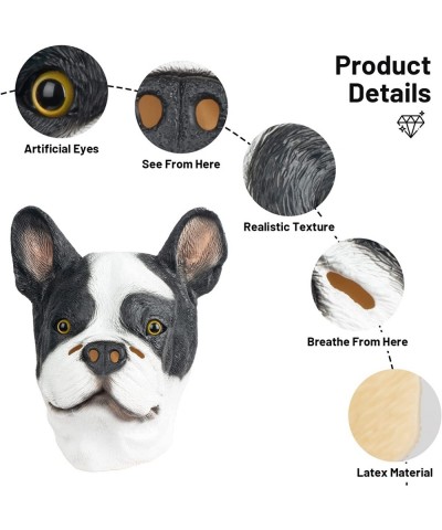 Boston Terrier Dog Mask Animal Latex Full Head Mask Fancy Dress for Halloween Carnival Costume Party $29.48 Kids' Dress-Up Ac...