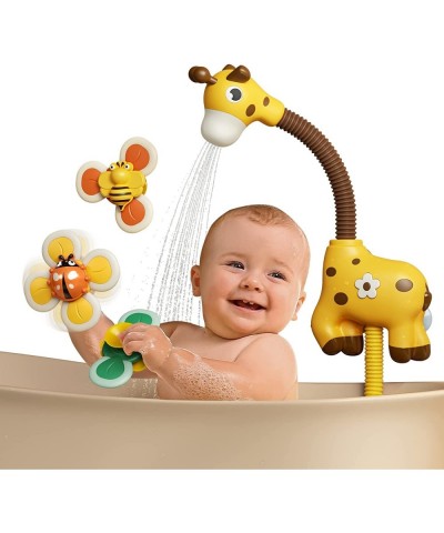 Baby Bath Toy with Shower Head and 3 Suction Spinner Toys Giraffe Water Spray Squirt Shower Faucet and Bathtub Water Pump Sum...