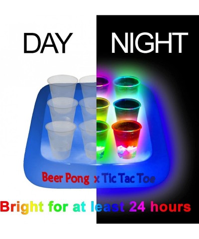 23x23 Inch Glowing Tic Tac Toe Pool Party Rack Floating Beverage Pong Rafts Swimming Pool Pong Game and Drink Holder Includes...