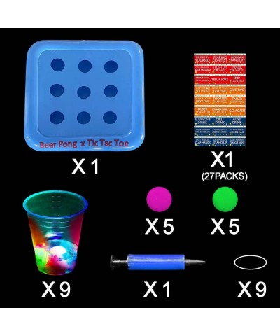 23x23 Inch Glowing Tic Tac Toe Pool Party Rack Floating Beverage Pong Rafts Swimming Pool Pong Game and Drink Holder Includes...