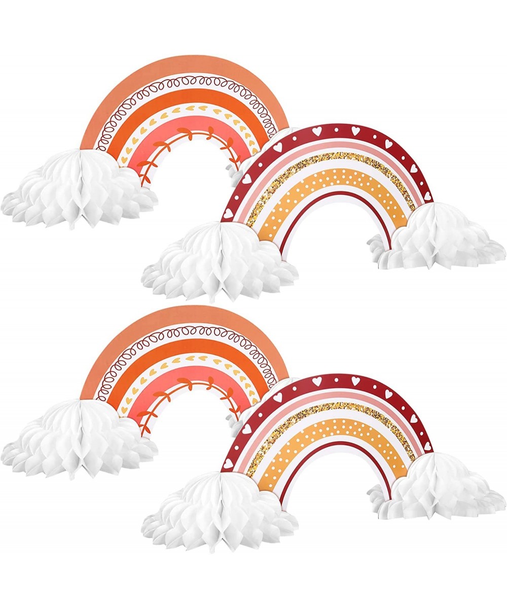 4 Pcs Boho Rainbow Cloud Honeycomb Paper Centerpiece Boho Rainbow Party Decorations No Crease Converting Rainbow $13.39 Kids'...