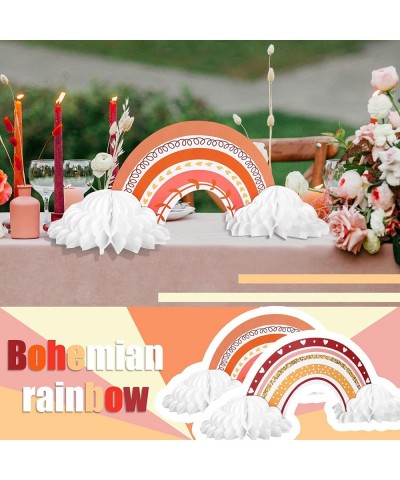 4 Pcs Boho Rainbow Cloud Honeycomb Paper Centerpiece Boho Rainbow Party Decorations No Crease Converting Rainbow $13.39 Kids'...