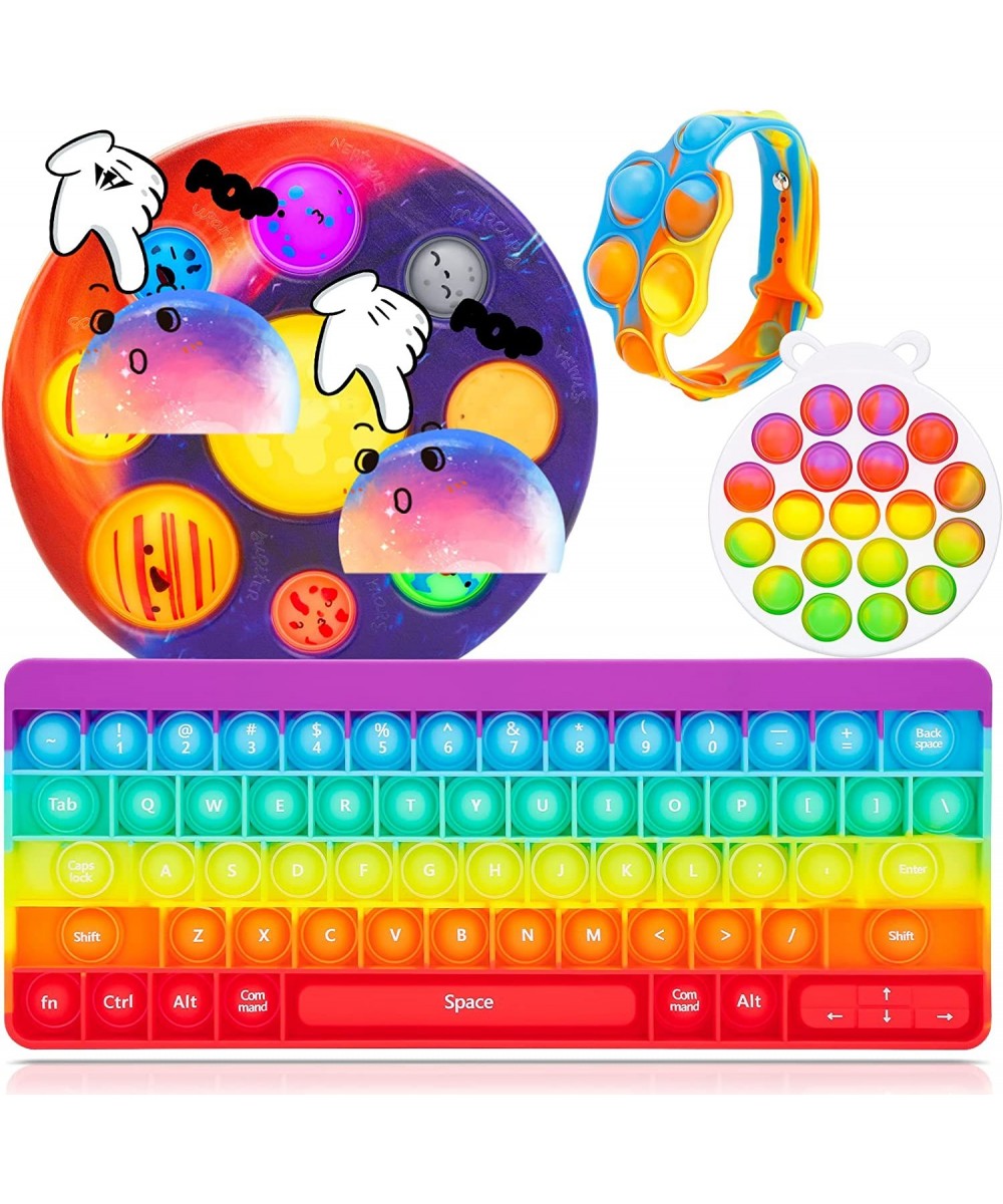 Simple Planet Digits Space Solar System Pop Keyboard Fidget Popper Toys Pack Push Bubble Pop with Numbers and Letters Sensory...