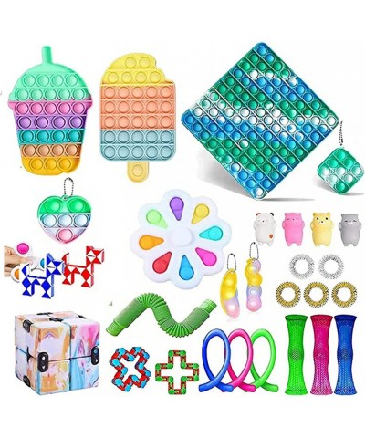 30Pcs Fidget Packs Anti-Anxiety Tools Fidget Toy Pack with Marble Mesh Sensory Tube and Keychain Mini Fidget Block Set Stress...