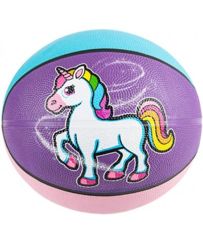 Colorful Magical Unicorn Regulation Mini Rubber Basketball 9.5 inch Inflatable for Training Shooting Practice Indoor Outdoor ...