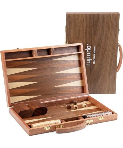 Sapele Wood Backgammon Board Game Set (15 Inches) for Adults and Kids - Classic Board Strategy Game - Portable and Travel Bac...