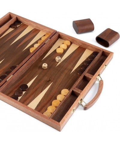 Sapele Wood Backgammon Board Game Set (15 Inches) for Adults and Kids - Classic Board Strategy Game - Portable and Travel Bac...