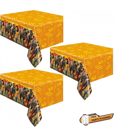 Jurassic World Dominion 3 Count Table Cover Party Bundle - Three Tablecloths New Dinosaur Movie Theme Graphics - Orange Yello...