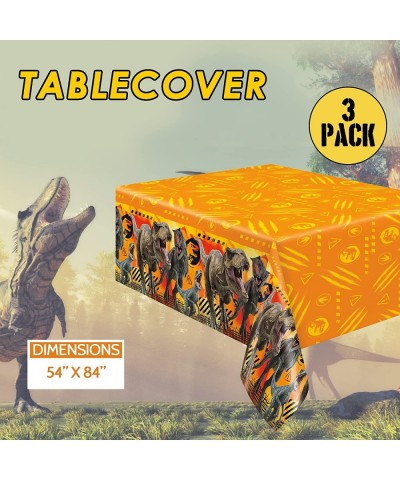 Jurassic World Dominion 3 Count Table Cover Party Bundle - Three Tablecloths New Dinosaur Movie Theme Graphics - Orange Yello...