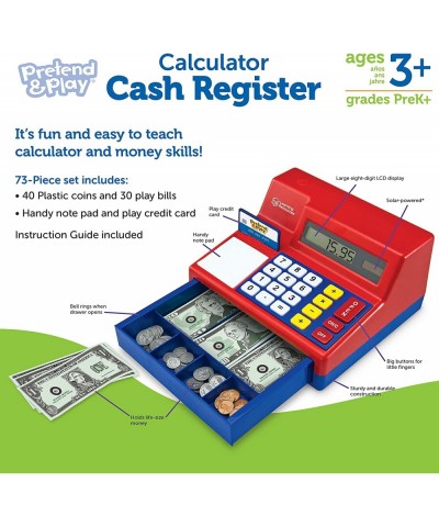 Pretend & Play Calculator Cash Register - 73 Pieces Ages 3+ Play Cash Register for Kids Play Money for Kids Preschool Learnin...