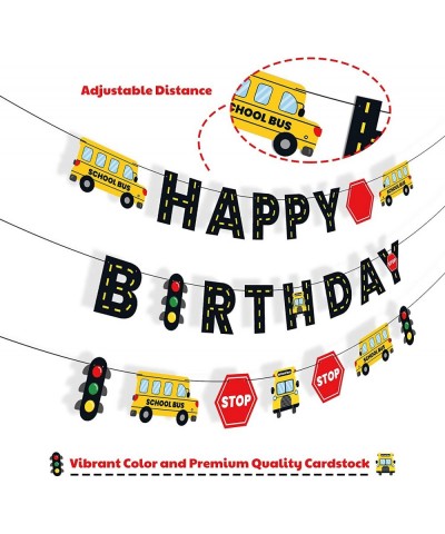 School Bus Happy Birthday Banner Wheels on the Bus Bday Party Garland for Kids Yellow Bus Birthday Party Decorations Back to ...