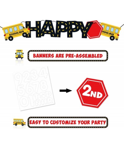 School Bus Happy Birthday Banner Wheels on the Bus Bday Party Garland for Kids Yellow Bus Birthday Party Decorations Back to ...