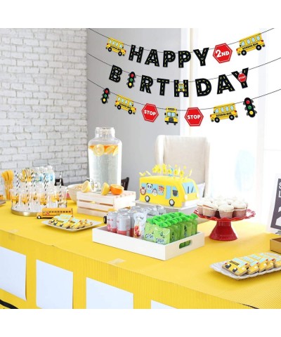 School Bus Happy Birthday Banner Wheels on the Bus Bday Party Garland for Kids Yellow Bus Birthday Party Decorations Back to ...