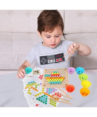 3 in 1 Toddler Board Games-Color Sorting Math Counting and Montessori Puzzle Jigsaw -Fine Motor Toys with Rainbow Beads Cups ...