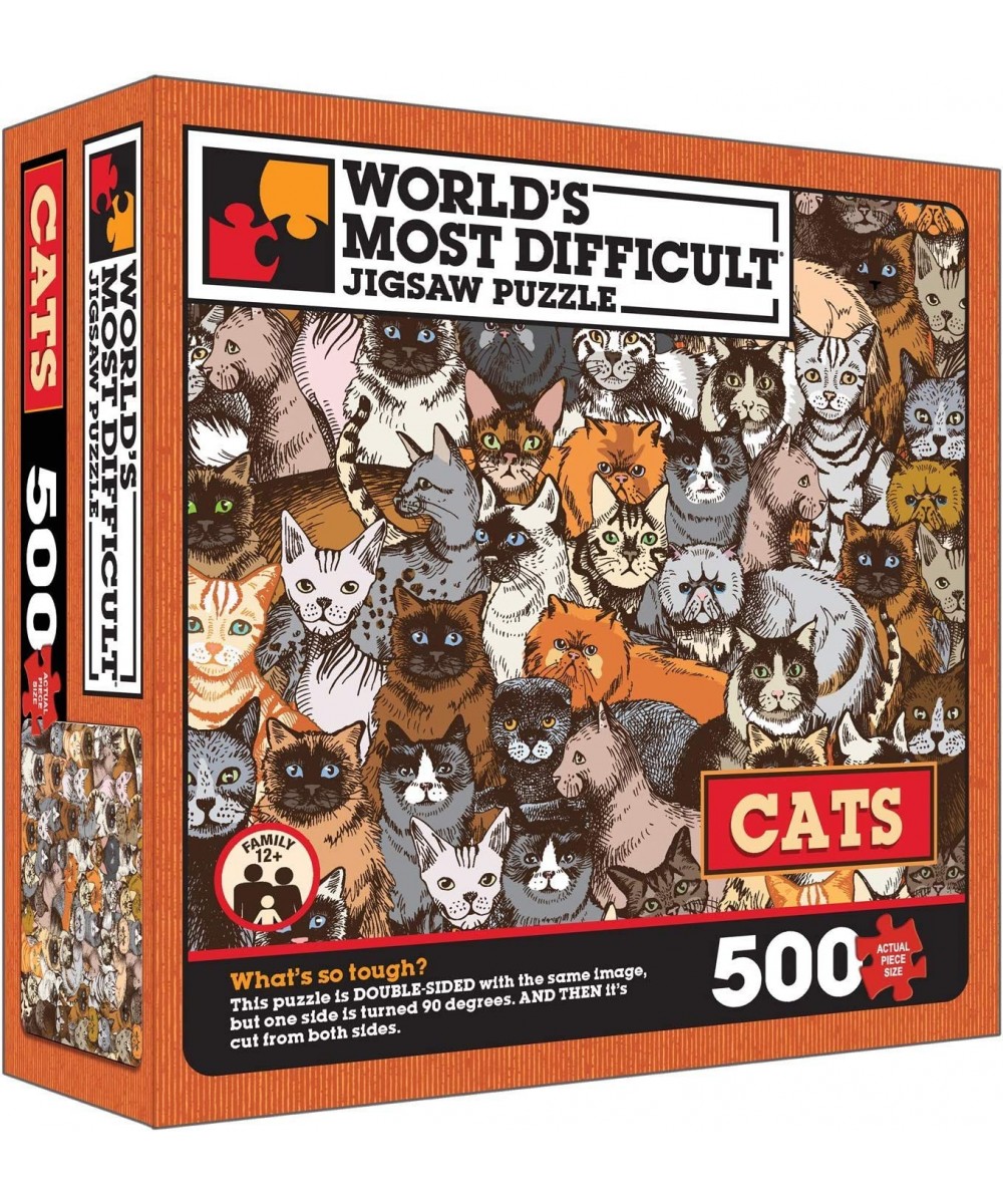 World’s Most Difficult Jigsaw Puzzle – Cats – 500 Pieces Double Sided – 15 in $33.57 Jigsaw Puzzles