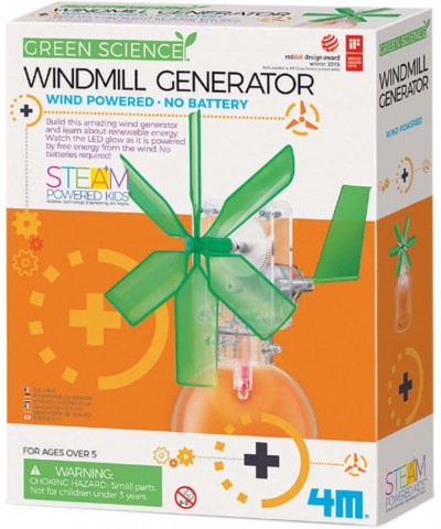 Toysmith Green Science Windmill Generator Kit DIY Science Kit With LED Lights For Boys & Girls Ages 8+ (Packaging May Vary) $...