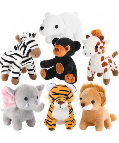 7 Pieces Plush Safari Animals 4.72 Inches Jungle Stuffed Animal Set Includes Plush Giraffe Tiger Lion Bear Elephant Zebra for...