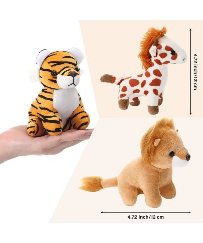 7 Pieces Plush Safari Animals 4.72 Inches Jungle Stuffed Animal Set Includes Plush Giraffe Tiger Lion Bear Elephant Zebra for...