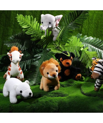 7 Pieces Plush Safari Animals 4.72 Inches Jungle Stuffed Animal Set Includes Plush Giraffe Tiger Lion Bear Elephant Zebra for...