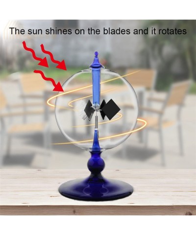 Crookes Radiometer Handmade Solar Power Glass Windmill with 4 Spinning Vanes Desk Toys for Home Office Decoration Gift Detect...