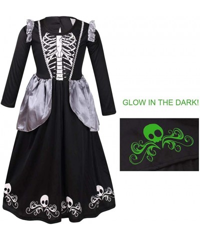 Girls Skeleton Costume Glow in Dark Halloween Bones Princess Dress $37.94 Kids' Costumes