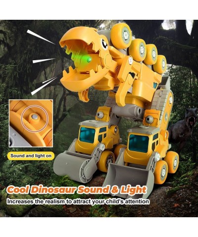 Construction Truck Toys 5-in-1 Take Apart Dinosaur Toys Gifts for 4 5+ Year Old Boys Transform Vehicles Set with Dinosaur Egg...