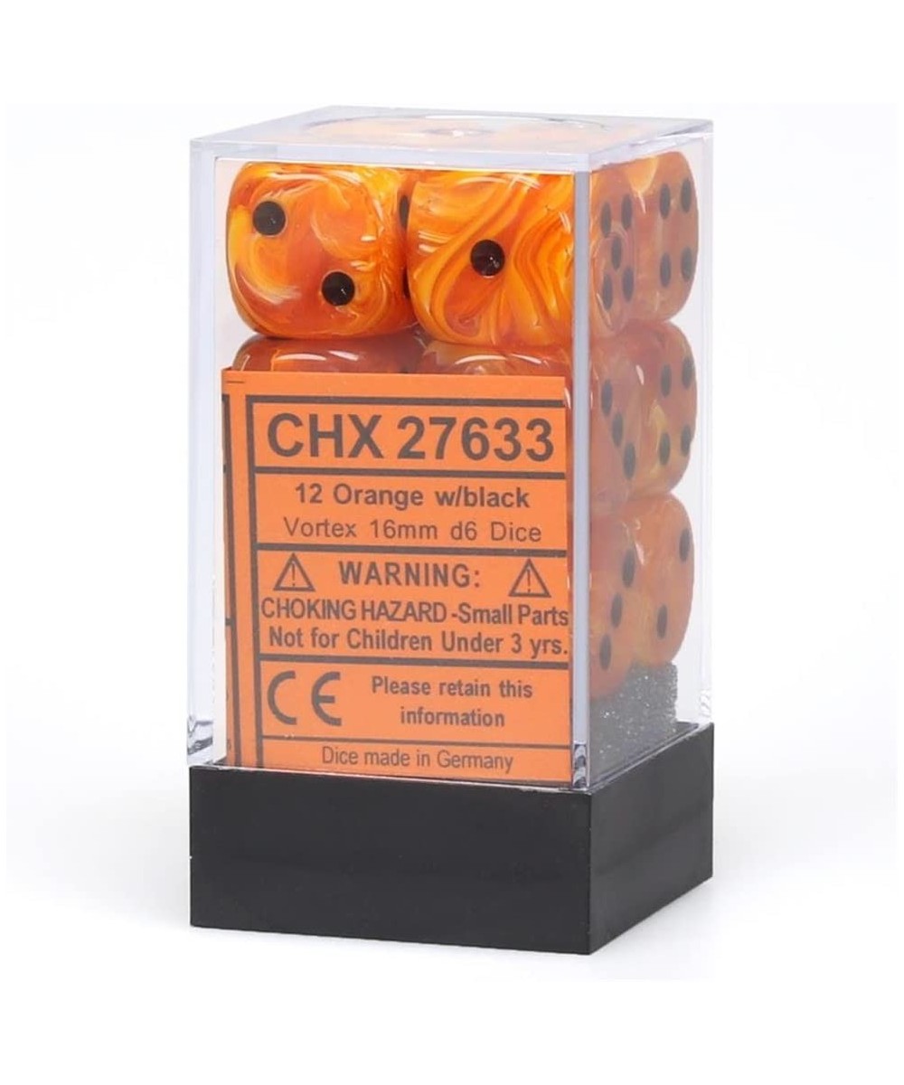 DND Dice Set-D&D Dice-16mm Vortex Orange and Black Plastic Polyhedral Dice Set-Dungeons and Dragons Dice Includes 12 Dice – D...