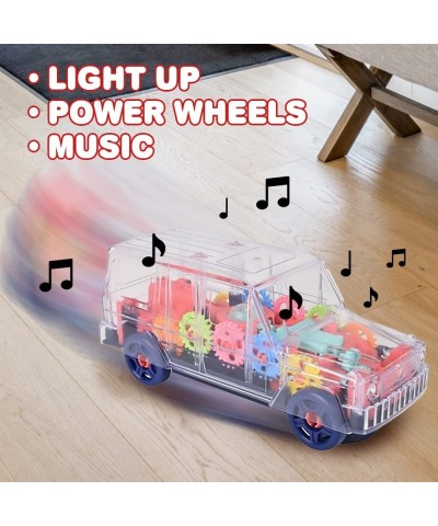 Light Up Transparent SUV for Kids 1PC Bump and Go Toy Car with Colorful Moving Gears Music and LED Effects Fun Educational To...